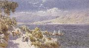 Charles rowbotham Lake como with Bellagio in the Distance (mk37) Spain oil painting artist